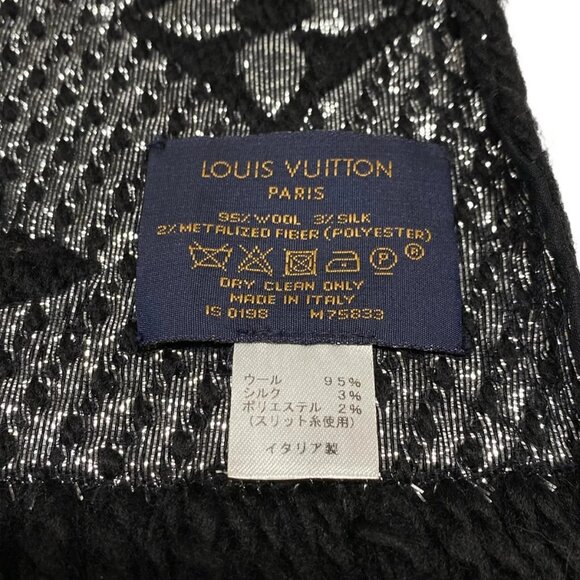 LOUIS VUITTON Echarpe Logomania Shine  Noir IS0198 Scarf 468-090225 - Picture 7 of 7